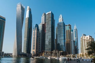 Dubai cityscape with skyscrapers in United Arab Emirates