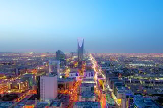 The way to Riyadh city and the buildings of King Abdullah Financial District in Riyadh