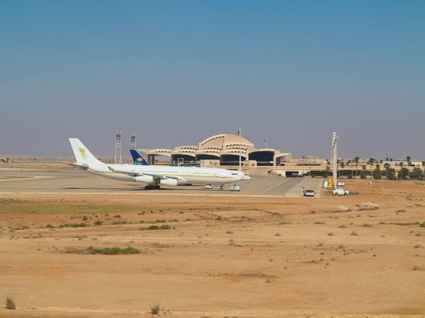 King Khalid Airport runway with aircraft
